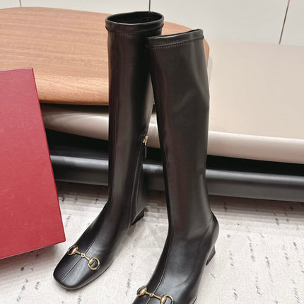 GUCCI 26S TALL BOOTS 55 MM IN BLACK LAMBSKIN