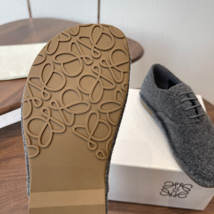 LOEWE 26S FOLIO DERBY SHOES IN DARK GRAY SUEDE
