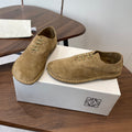 LOEWE 26S FOLIO DERBY SHOES IN LIGHT BROWN SUEDE