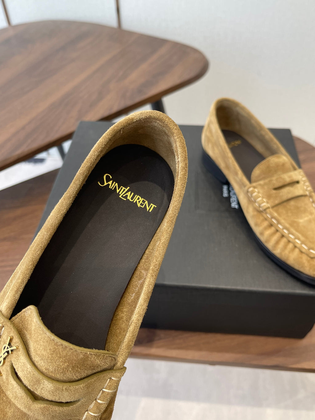 YSL 26S LOAFER IN LIGHT BROWN SUEDE