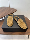 YSL 26S LOAFER MULES IN LIGHT BROWN SUEDE
