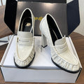YSL 26S HEELED LOAFERS 100 MM IN WHITE CALFSKIN