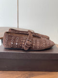 ALAIA 26S MARY JANE FLATS IN DARK BROWN SUEDE STYLE 1