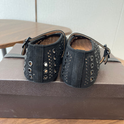 ALAIA 26S MARY JANE FLATS IN BLACK SUEDE