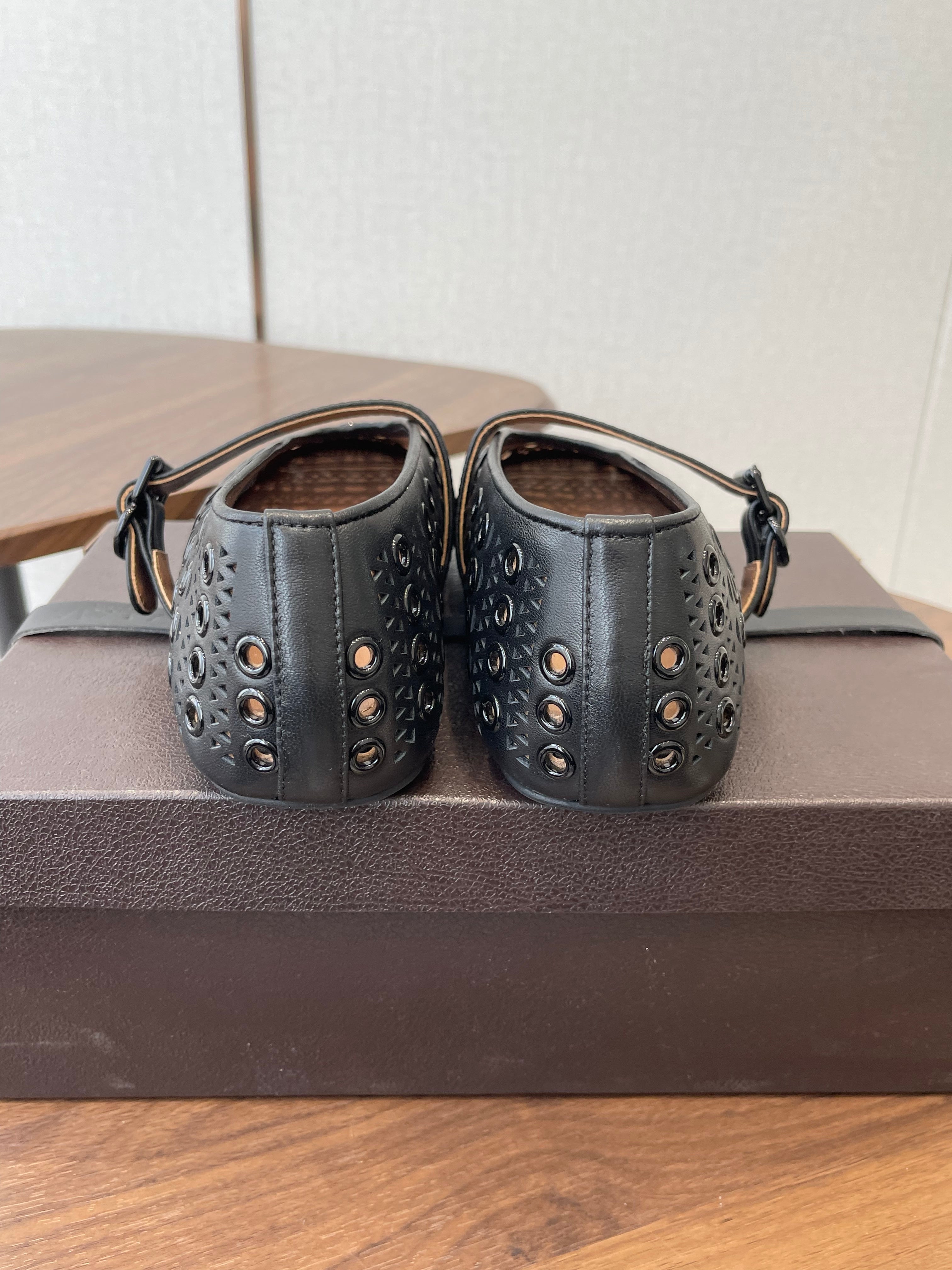 ALAIA 26S MARY JANE FLATS IN BLACK LAMBSKIN