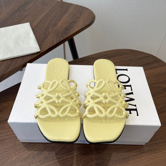 LOEWE 26S FLAT SANDALS IN BUTTER YELLOW CALFSKIN