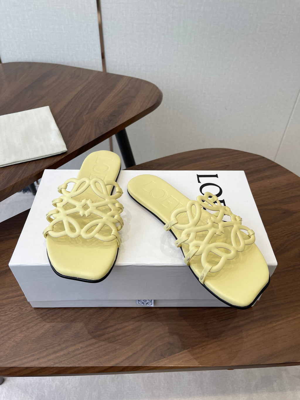 LOEWE 26S FLAT SANDALS IN BUTTER YELLOW CALFSKIN