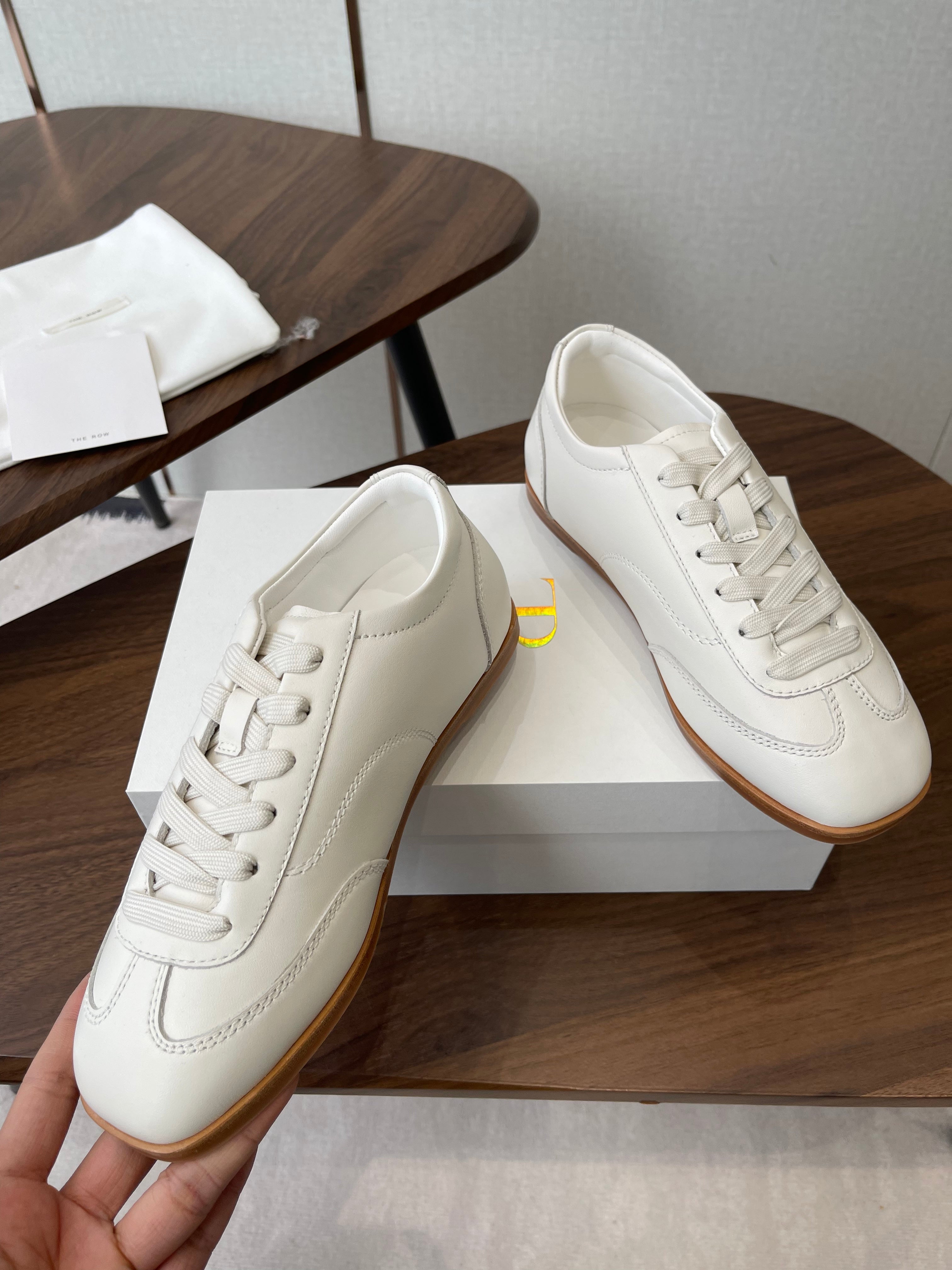 THE ROW 26S SNEAKERS IN WHITE CALFSKIN