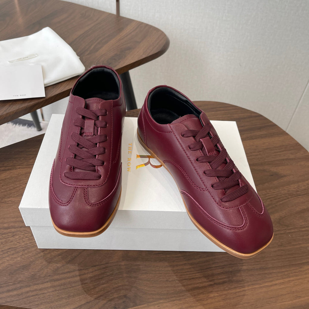 THE ROW 26S SNEAKERS IN BURGUNDY RED CALFSKIN