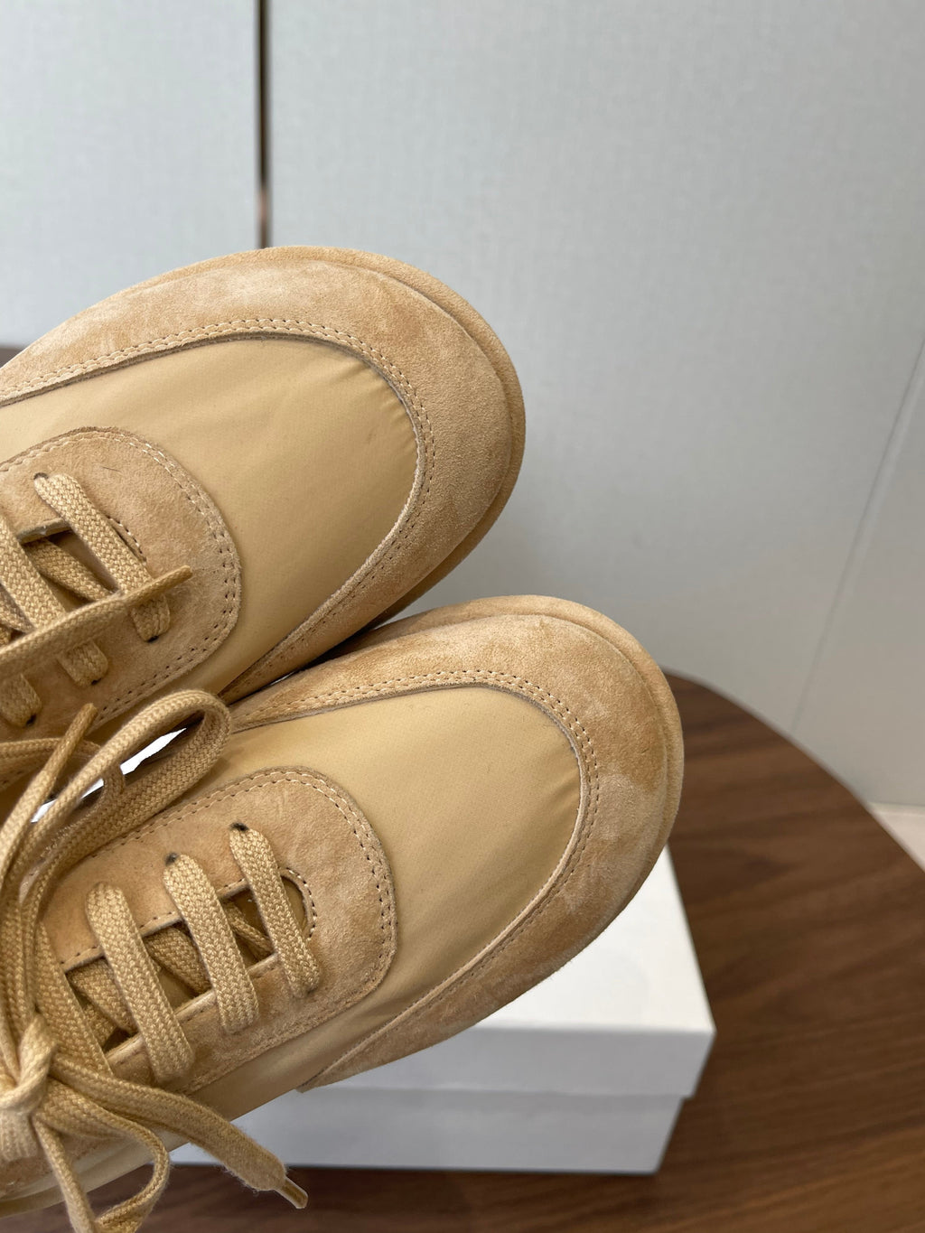 THE ROW 26S SNEAKERS IN BEIGE SUEDE AND FABRIC