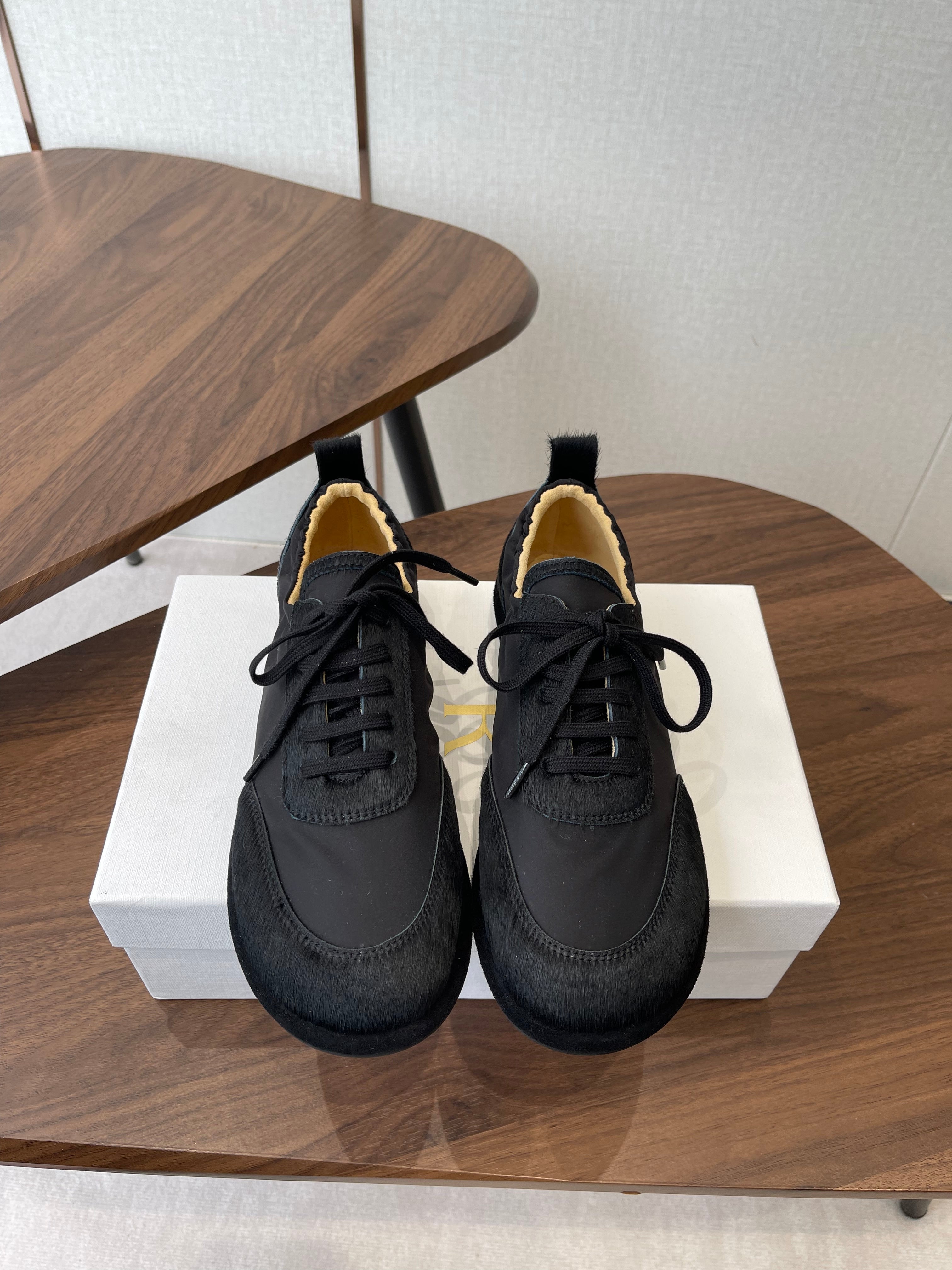 THE ROW 26S SNEAKERS IN BLACK PONY HAIR AND FABRIC