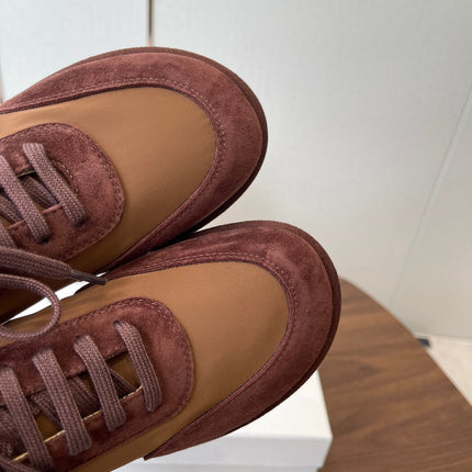 THE ROW 26S SNEAKERS IN BROWN SUEDE AND FABRIC