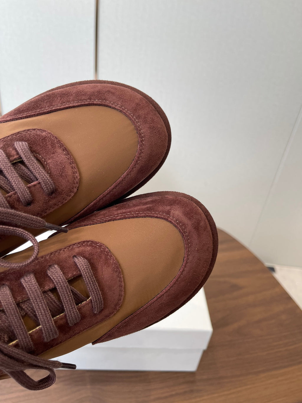 THE ROW 26S SNEAKERS IN BROWN SUEDE AND FABRIC