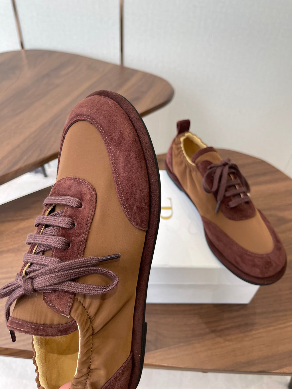 THE ROW 26S SNEAKERS IN BROWN SUEDE AND FABRIC