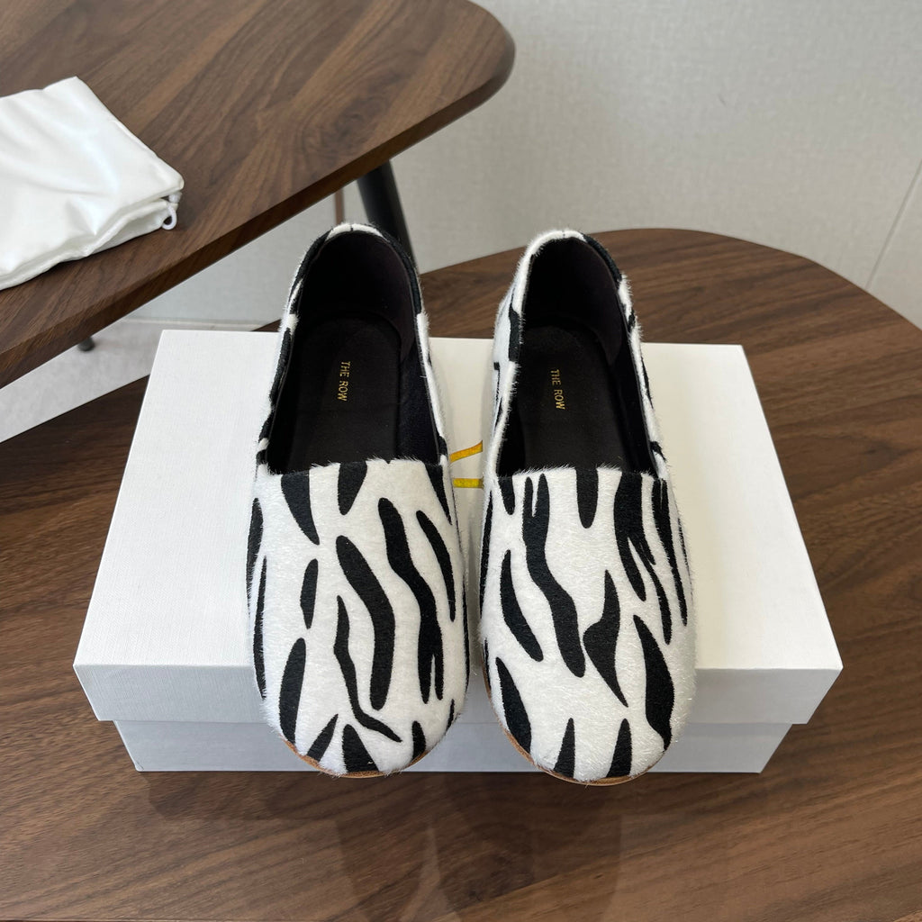 THE ROW 26S MARY JANES IN WHITE ZEBRA PRINT PONY HAIR
