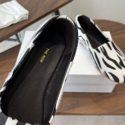 THE ROW 26S MARY JANES IN WHITE ZEBRA PRINT PONY HAIR