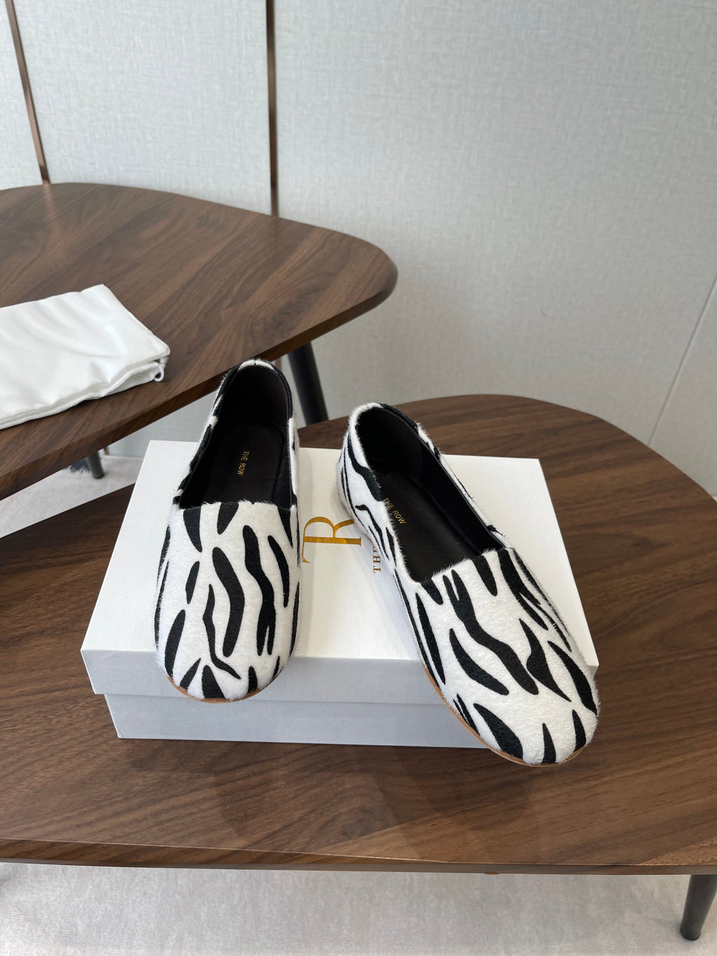 THE ROW 26S MARY JANES IN WHITE ZEBRA PRINT PONY HAIR