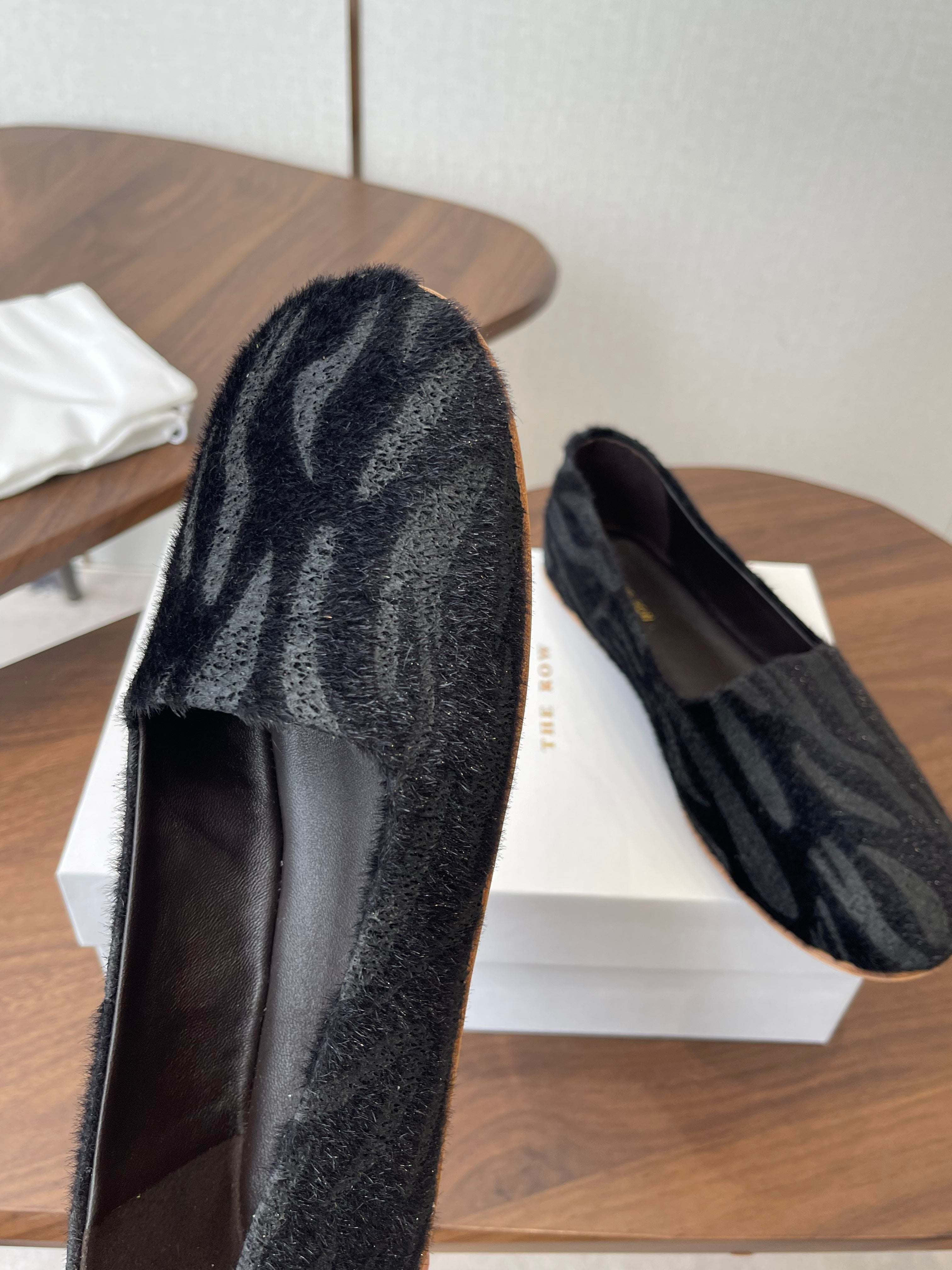 THE ROW 26S MARY JANES IN BLACK ZEBRA PRINT PONY HAIR
