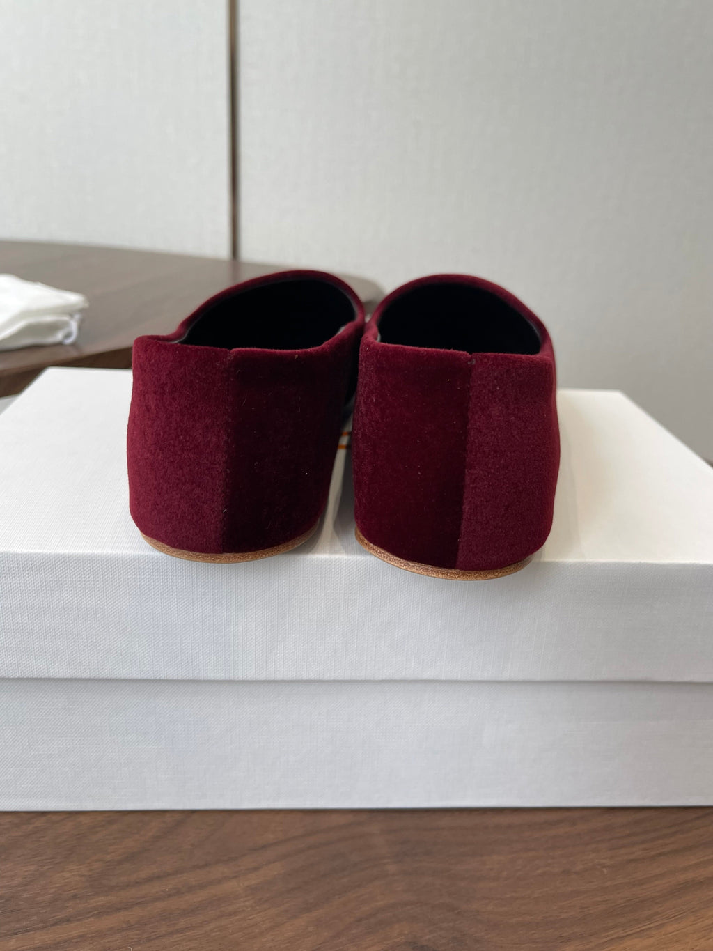 THE ROW 26S BALLET FLATS IN BURGUNDY RED VELVET