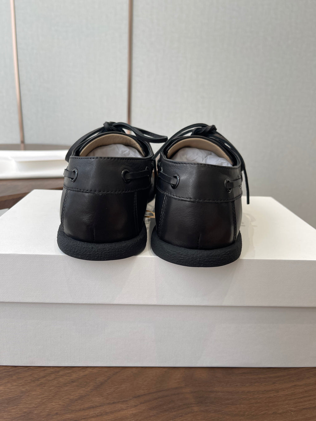 THE ROW 26S LOAFERS IN BLACK CALFSKIN