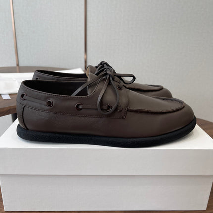 THE ROW 26S LOAFERS IN DARK BROWN CALFSKIN