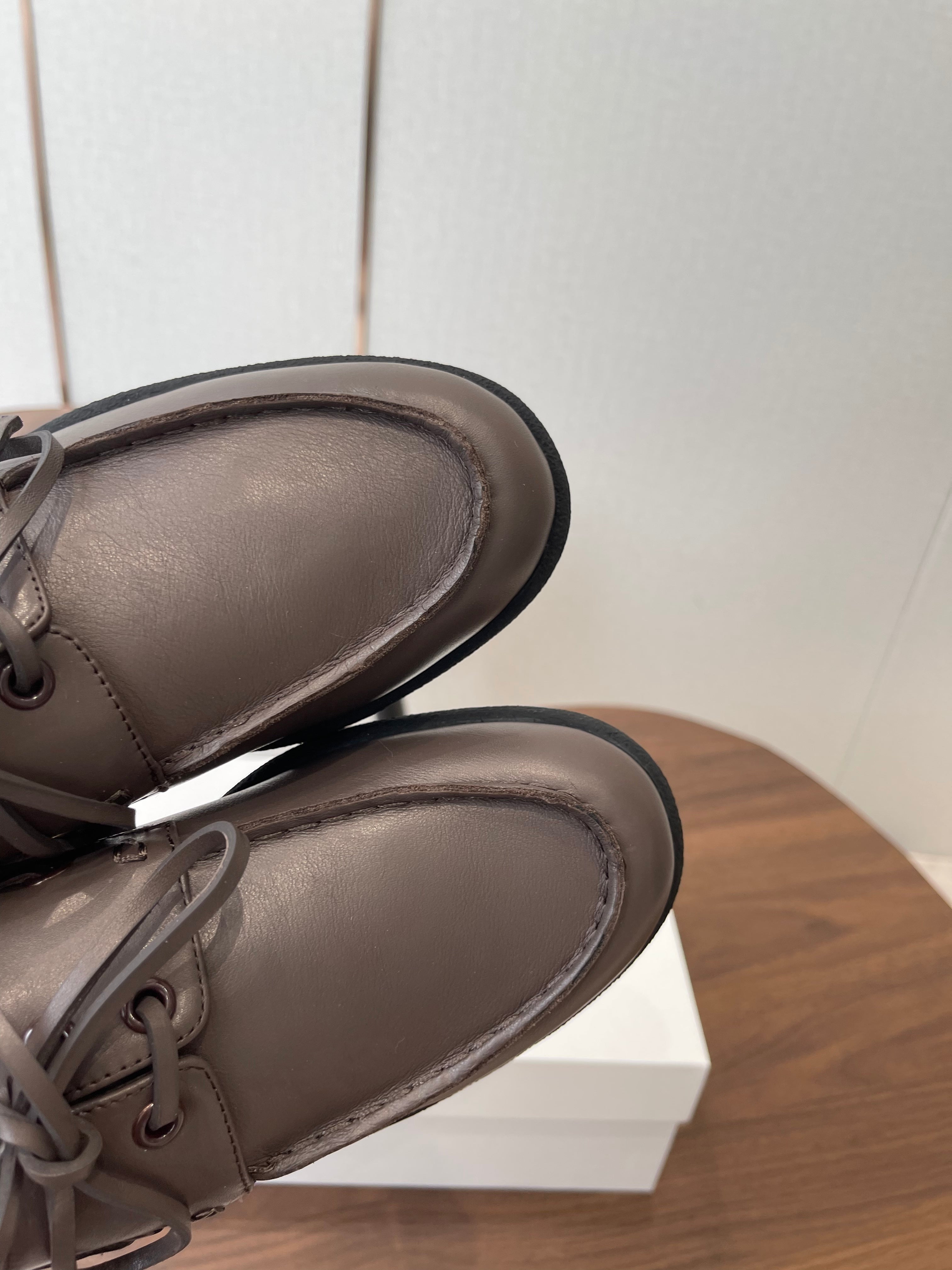 THE ROW 26S LOAFERS IN DARK BROWN CALFSKIN