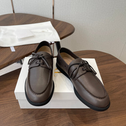 THE ROW 26S LOAFERS IN DARK BROWN CALFSKIN