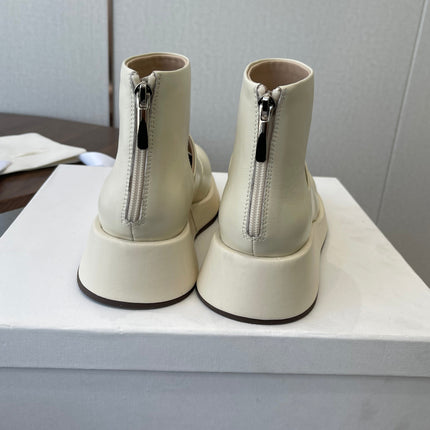 THE ROW 26S PLATFORM MARY JANE IN CREAM WHITE CALFSKIN