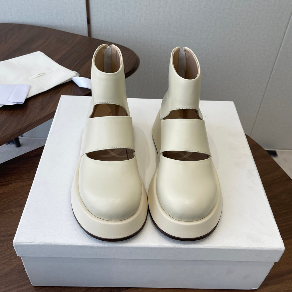 THE ROW 26S PLATFORM MARY JANE IN CREAM WHITE CALFSKIN