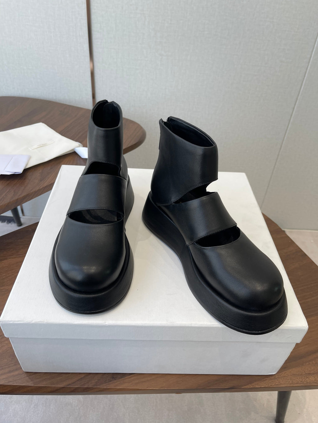 THE ROW 26S PLATFORM MARY JANE IN BLACK CALFSKIN