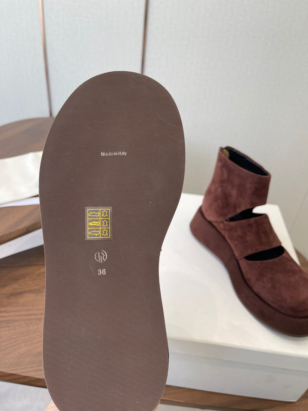 THE ROW 26S PLATFORM MARY JANE IN CHOCOLATE BROWN SUEDE
