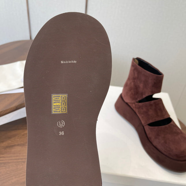 THE ROW 26S PLATFORM MARY JANE IN CHOCOLATE BROWN SUEDE