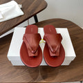 THE ROW 26S T STRAP THONG SANDALS IN RUST RED CALFSKIN