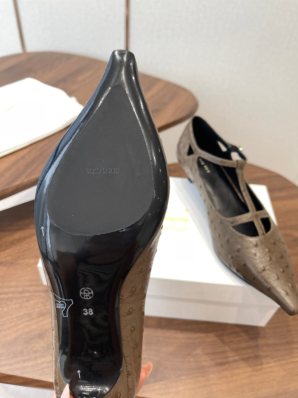 THE ROW 26S POINTED TOE T STRAP PUMPS 35MM IN BROWN CALFSKIN