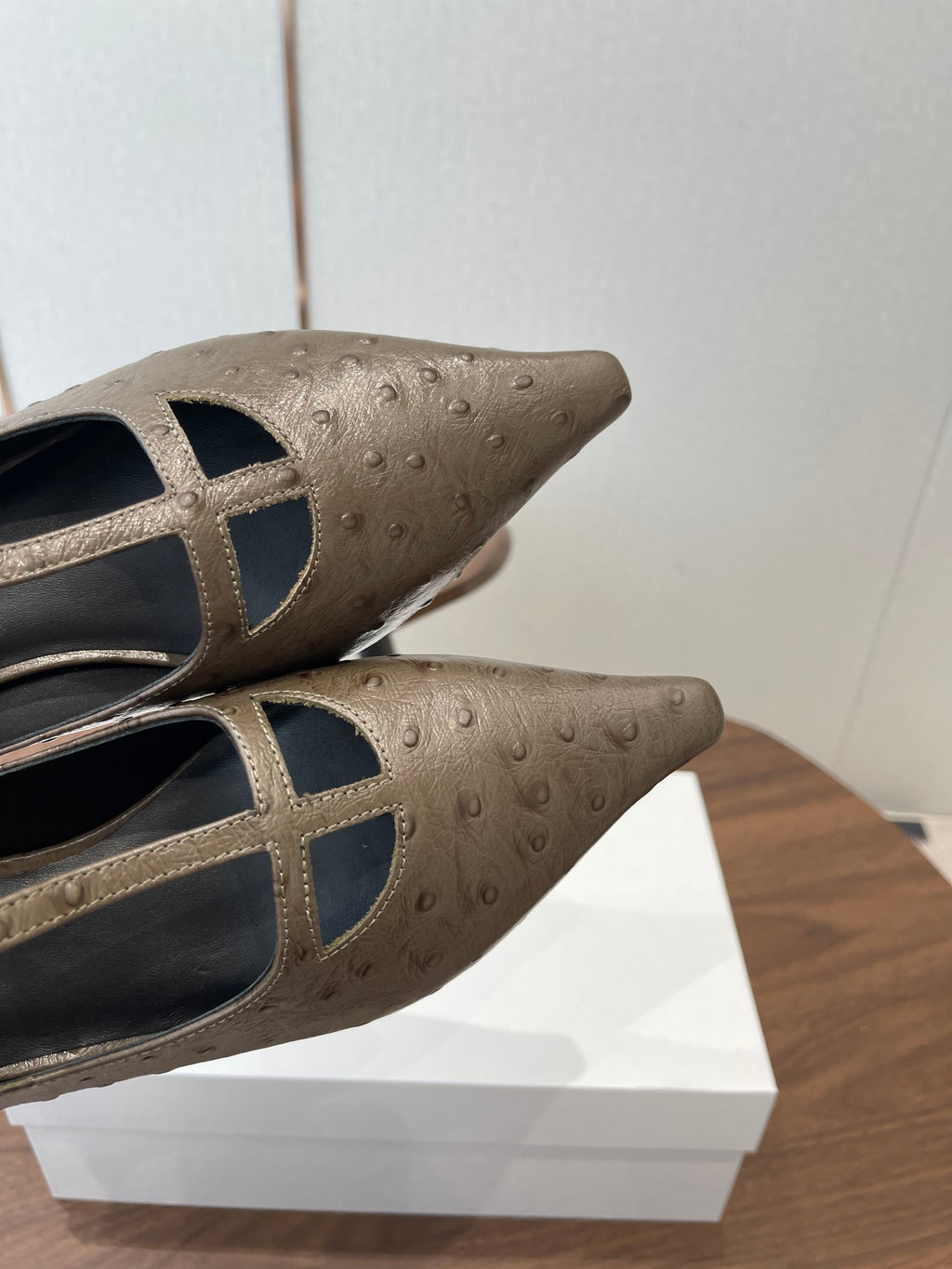 THE ROW 26S POINTED TOE T STRAP PUMPS 35MM IN BROWN CALFSKIN