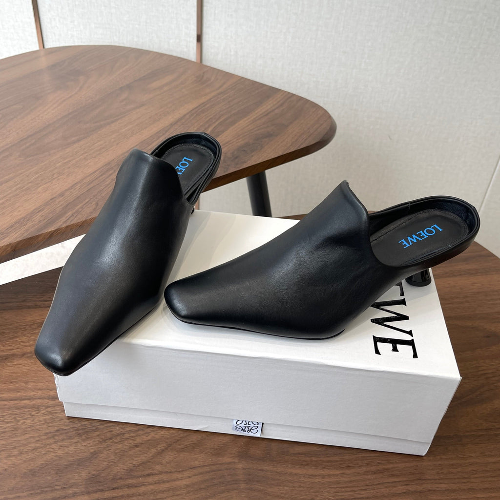 LOEWE 26S EMILY MULE 55MM IN BLACK CALFSKIN