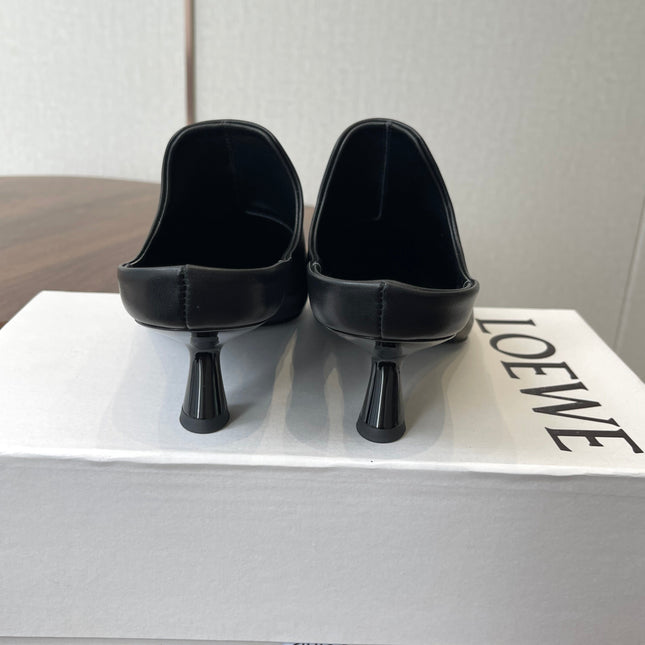 LOEWE 26S EMILY MULE 55MM IN BLACK CALFSKIN