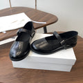 THE ROW 26S MARY JANE FLATS IN BLACK PATENT CALFSKIN