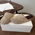 THE ROW 26S MULE FLATS IN BEIGE CROCHET MESH