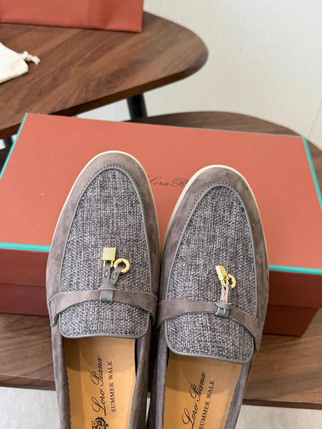 LP 26S LOAFERS IN BROWN SUEDE & FABRIC GOLD HARDWARE