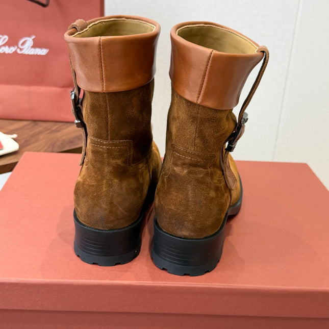LP 26S BIKER BOOTS IN BROWN SUEDE & CALFSKIN