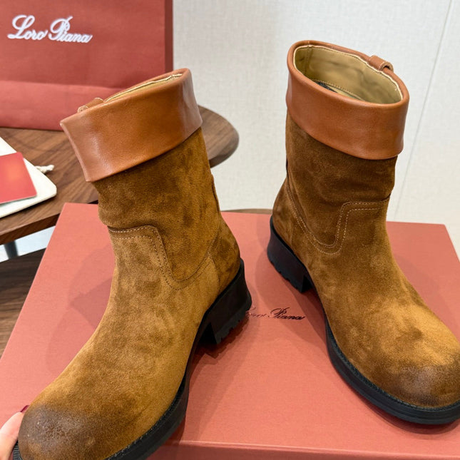 LP 26S BIKER BOOTS IN BROWN SUEDE & CALFSKIN