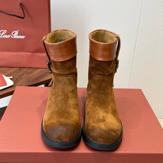 LP 26S BIKER BOOTS IN BROWN SUEDE & CALFSKIN