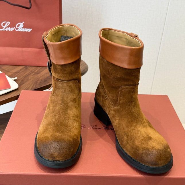 LP 26S BIKER BOOTS IN BROWN SUEDE & CALFSKIN