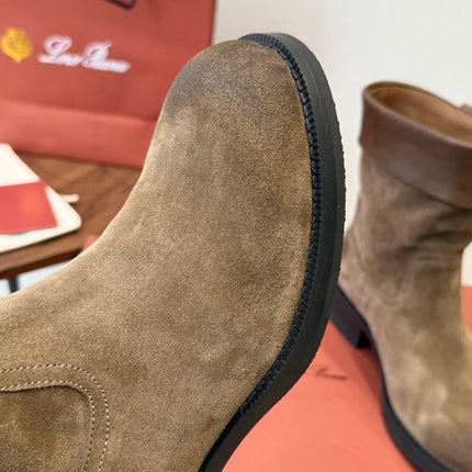 LP 26S BIKER BOOTS IN OLIVE BROWN SUEDE & CALFSKIN