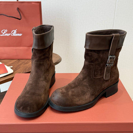 LP 26S BIKER BOOTS IN DARK BROWN SUEDE & CALFSKIN