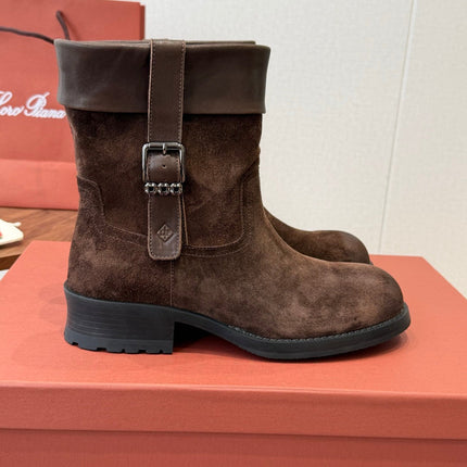 LP 26S BIKER BOOTS IN DARK BROWN SUEDE & CALFSKIN