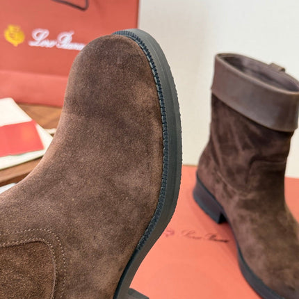 LP 26S BIKER BOOTS IN DARK BROWN SUEDE & CALFSKIN