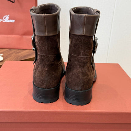 LP 26S BIKER BOOTS IN DARK BROWN SUEDE & CALFSKIN