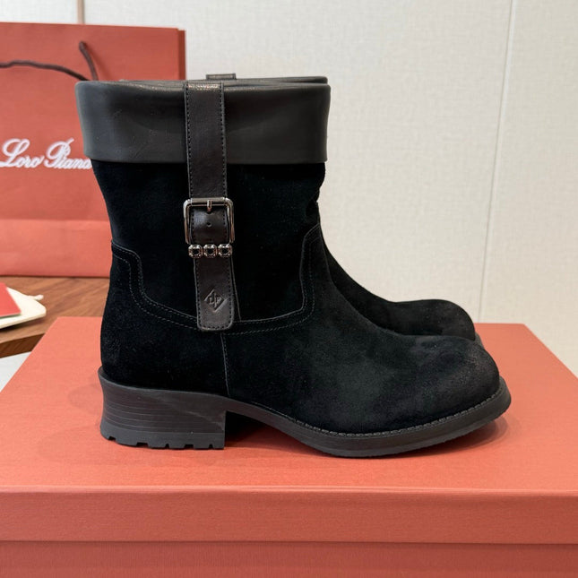 LP 26S BIKER BOOTS IN BLACK SUEDE & CALFSKIN